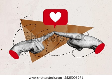 Creative abstract template collage of finger point match love dating app unusual fantasy billboard comics