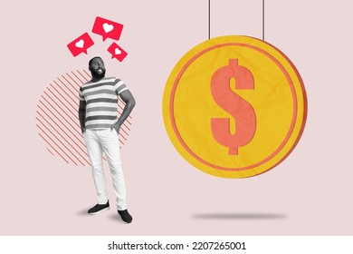 Creative abstract template graphics image of black guy getting money blog monetization isolated drawing background - Powered by Shutterstock