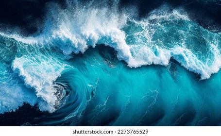 Creative Aerial panoramic View. Waves of water of the river and the sea meet each other during high tide and low tide. Beautiful natural background at the summer time	
					