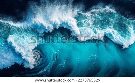 Creative Aerial panoramic View. Waves of water of the river and the sea meet each other during high tide and low tide. Beautiful natural background at the summer time	
