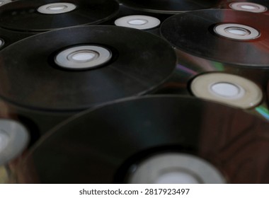 creative art panel from multiple compact disc, classic media. CD for art instalation.