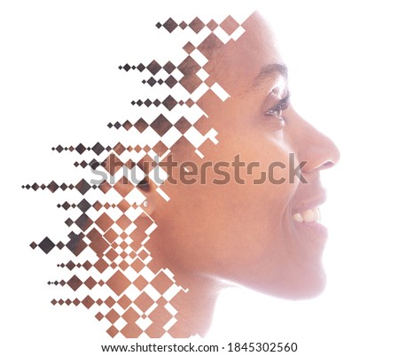 Creative artwork created as a result of combining a portrait with a digital illustration