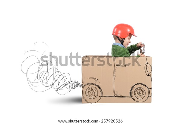 cardboard car moving