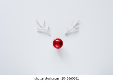 Creative Beautiful Christmas Greeting Card With Funny Reindeer Face. 