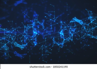 Creative blue polygonal background. Technology and shape concept. Mock up. 3D Rendering