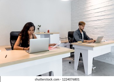 Creative business team working in coworking office