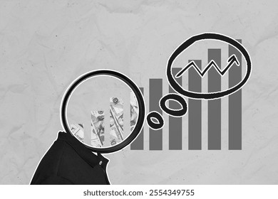 Creative collage illustration of headless person thought contemplate growth progress arrow charts isolated on painted background - Powered by Shutterstock