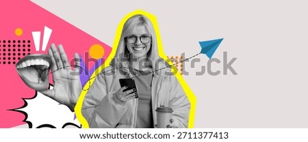 Creative Collage Showcasing Modern Communication and Confidence in a Vibrant Set Design
