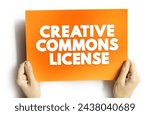 Creative Commons license - one of several public copyright licenses that enable the free distribution of an otherwise copyrighted work, text concept on card for presentations and reports