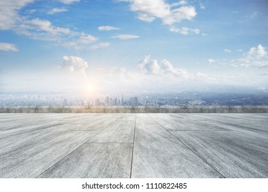 Creative concrete ground, beautiful city view and sky backdrop - Powered by Shutterstock