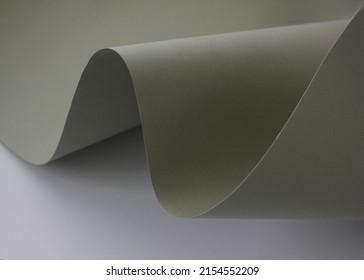 Creative Curved Wavy Green Paper. Abstract Neutral Horizontal Paper Background.