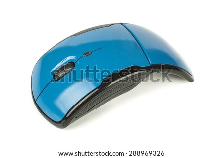Creative design blue wireless computer mouse isolated
