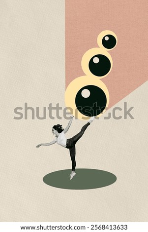 Similar – Image, Stock Photo Vertical composition. Ballerina in the studio at rehearsal. Spotlights and fog in blue tones. Sexually. No face