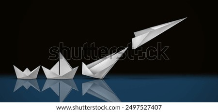 Creative  development success and Innovation breakthrough progress as a Business advancement concept or growth strategy for taking off as a motivational metaphor for adaptation and goals focus.