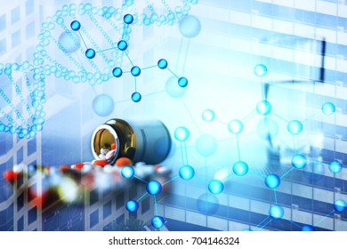 Creative digital medical backdrop. Medicine and innovation concept. Double exposure 