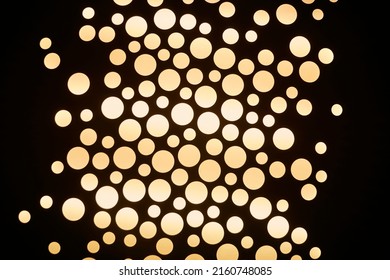 Creative Elevator Lighting. Lighting Design. Circles Pattern. Electric Light Of Ordinary Type On The Ceiling Of The Elevator