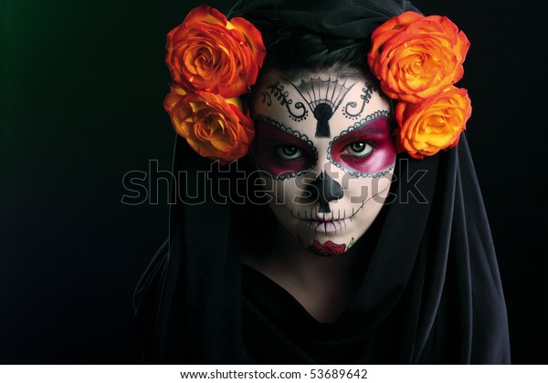 Creative Face Paint Portrait Flower Dead Stock Photo (edit Now) 53689642