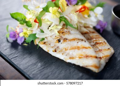 Creative Fine Dining Fish Dish On Slate