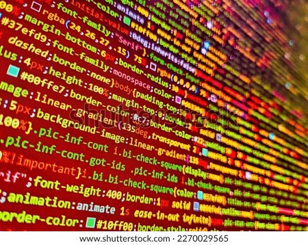 Creative focus effect. PHP synta. Programming preventing hacks in Internet security. Close up of computer web page code inside of html file. Creative Js HTML5 closeup set on background