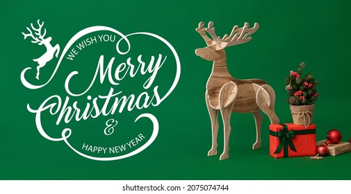 Creative greeting card for Merry Christmas and Happy New Year celebration - Powered by Shutterstock