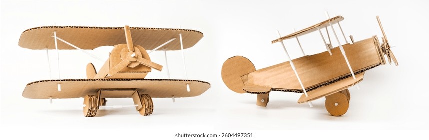 Creative handmade biplane model, various perspectives for design and art