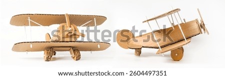 Creative handmade biplane model, various perspectives for design and art