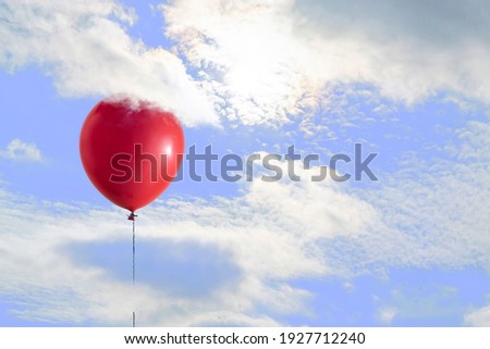 creative idea of the balloon and the gift present box fly in the air 