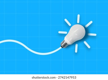 Creative idea light bulb on vibrant bluebackground – symbolizing inspiration, planning, and innovative thinking for success