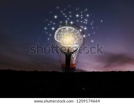 creative idea.Concept of idea and innovation / night sky background / soft focus picture / Blue tone concept Stock photo © 