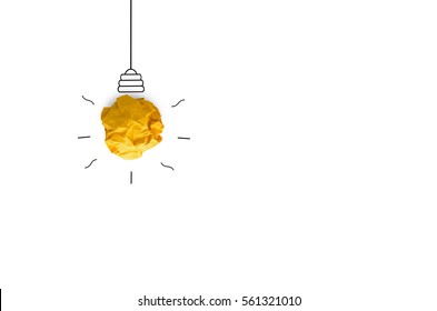 Creative Idea.Concept Idea And Innovation With Paper Light Bulb On White Background