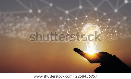 creative idea.Concept of idea and innovation,night sky background,soft focus picture,Blue tone concept