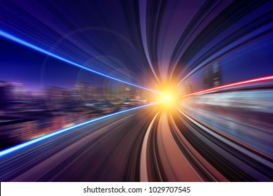 Creative image of moving train in city - Shutterstock ID 1029707545