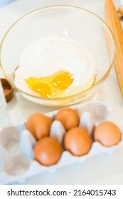 Creative Image. Prepare Baking Ingredients On Your Kitchen Counter In An Urban Home - Stock Photo