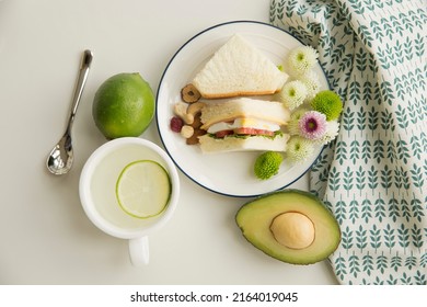 Creative image. Summer hues for fast food sandwiches, home, restaurant, breakfast - stock photo