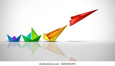 Creative Innovative Solution and Innovation And Breakthrough Progress as a Business Development Concept and growth strategy or taking off success as a motivational metaphor a start up taking off.