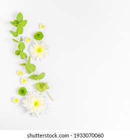 Creative layout composition of flowers on pastel background