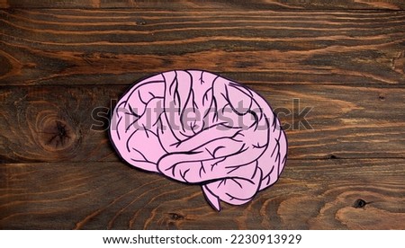 creative layout with drawn human brain. brain storm concept. flat lay. top view. copy space