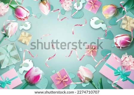 Similar – Pink Gifts, Chocolate Lollipops and Decoration