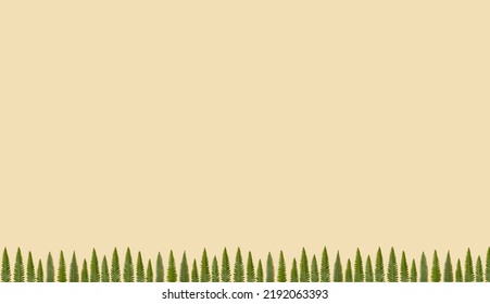 Creative Layout Of Forest Treeline On Pastel Background. Natural Concept.