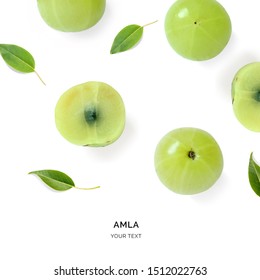 Creative layout made of amla. Flat lay. Food concept. Amla on the white background