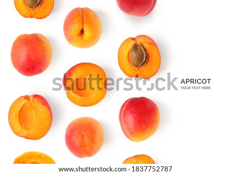 Creative layout made of apricot on the white background. Flat lay. Food concept.