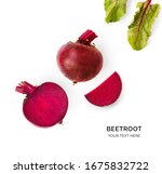 Creative layout made of beetroot on the white background. Flat lay. Food concept. Macro  concept.
