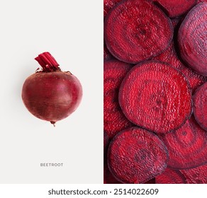 Creative layout made of beetroot on the white background and beetroot background. Food concept. Macro concept. - Powered by Shutterstock