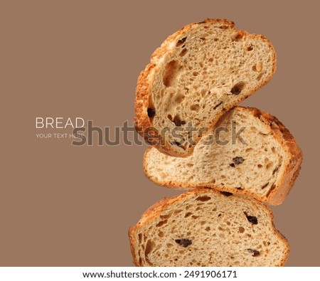 Creative layout made of bread on the brown background. Food concept. Macro concept.