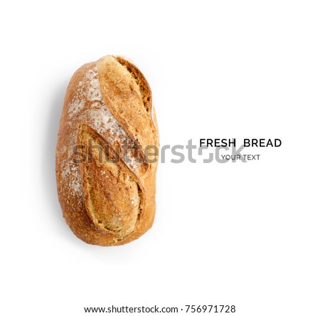 Creative layout made of bread on the white background. Flat lay. Food concept.