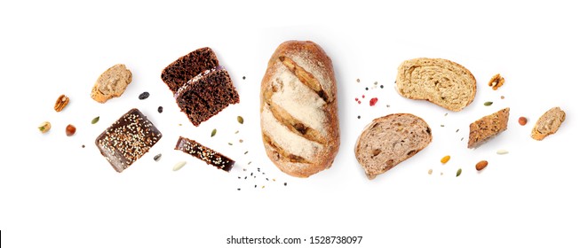 Creative layout made of breads on white background. Flat lay. Food concept. - Powered by Shutterstock