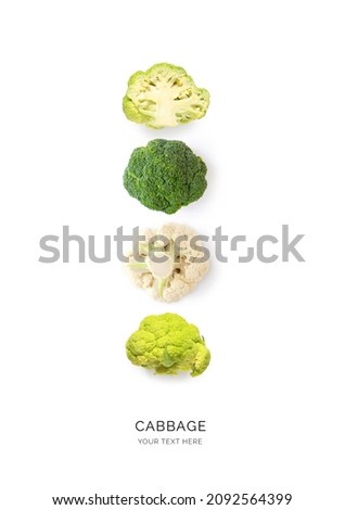 Creative layout made of cabbage on the white background. Flat lay. Food concept. Foto stock © 