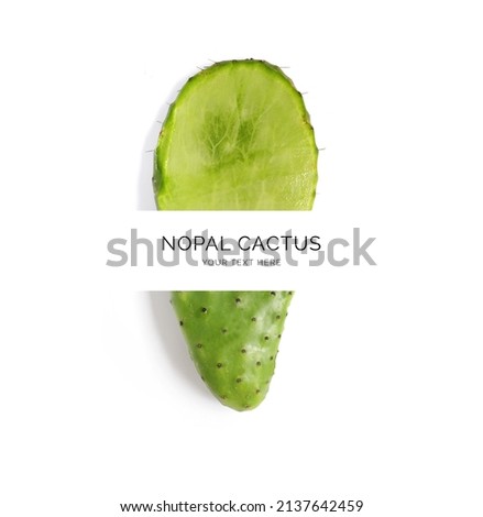 Creative layout made of cactus nopal on the white background. Flat lay. Food concept. Macro  concept.