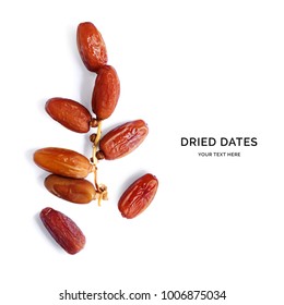 Creative layout made of dried dates on the white background. Flat lay. Food concept. - Shutterstock ID 1006875034