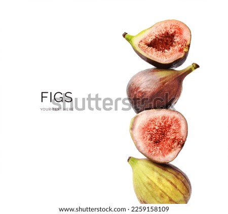 Creative layout made of figs on the white background. Flat lay. Food concept. Macro concept. 